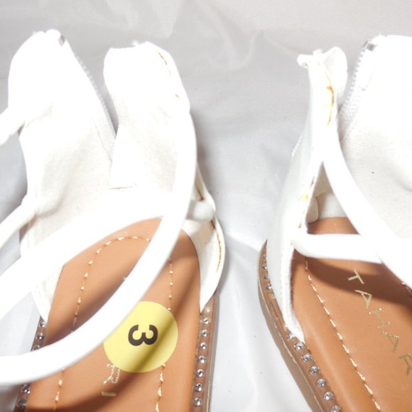NEW TAHARI white Ankle Strap sandals Size 3 - Picture 9 of 9